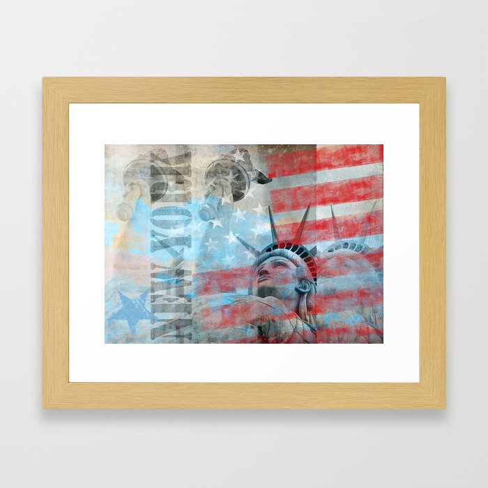 Lady Liberty Stars and Stripes Patriotic Artwork Framed Art Print