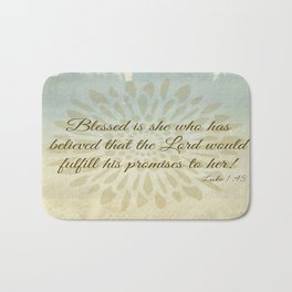 Blessed is She - Luke 1:45  Scripture Bath Mat | Christian, Nuetral, Digital, Lord, Blessed, Abstract, Other, Women, Bible, Scripture 