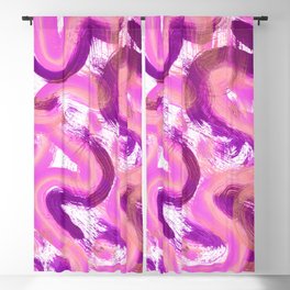 Swirls and Squiggles Abstract Painting - Purple, Magenta and Pink Blackout Curtain
