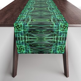 Liquid Light Series 68 ~ Blue & Green Abstract Fractal Pattern Table Runner
