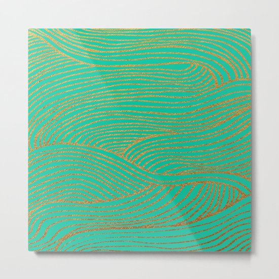 Wind Gold Turquoise Metal Print