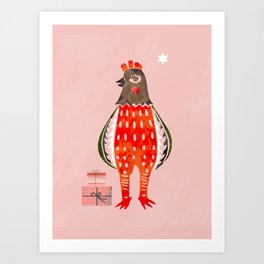 Christmas Chicken - illustration Art Print