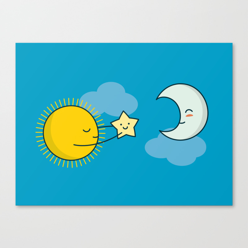 Sun And Moon Cute Doodles Canvas Print By Raquelcatalandesigns