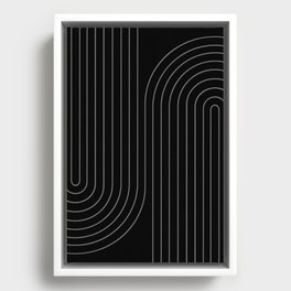 Minimal Line Curvature XXVI Black and Grey Mid Century Modern Arch Abstract Framed Canvas