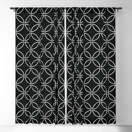 Black and White Four Leaf cement circle tile. Geometric circle decor pattern. Digital Illustration b Blackout Curtain