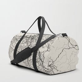 Japan, Fukuoka Black&White Map - Duffle Bag
