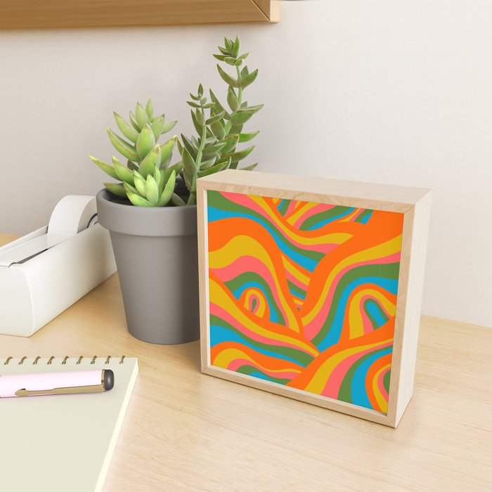Retro 70s Psychedelic Abstract Pattern Framed Mini Art Print