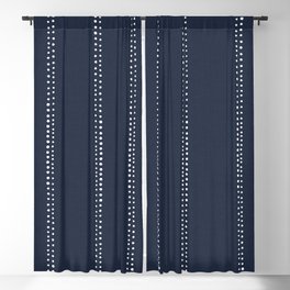 Navy Blue Dotted Stripes Blackout Curtain