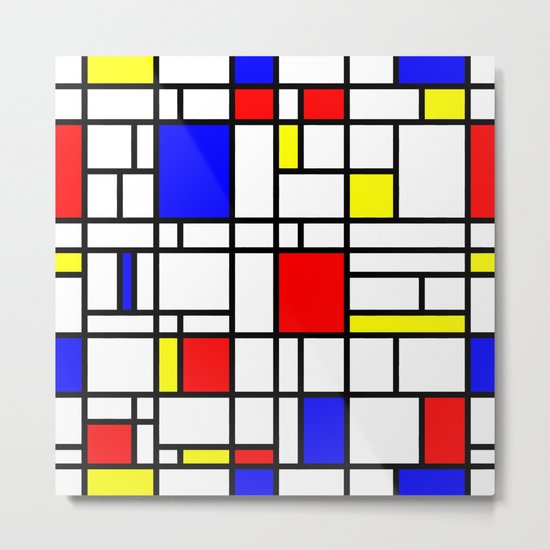 Modern Art Red Yellow Blue Grid Pattern Metal Print