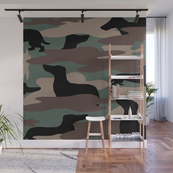 Camo Weiner Dogg Wall Mural By Meganbosh Society6 Camo Weiner Dogg Wall Mural