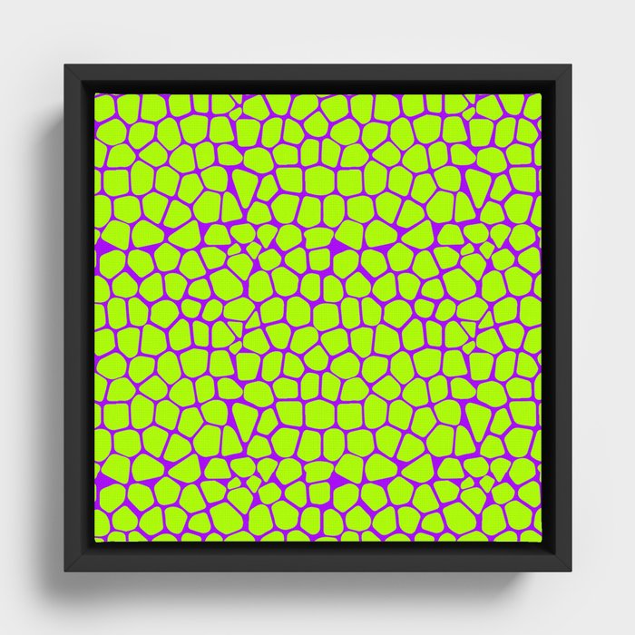 Neon Green Purple Giraffe Pattern Framed Canvas