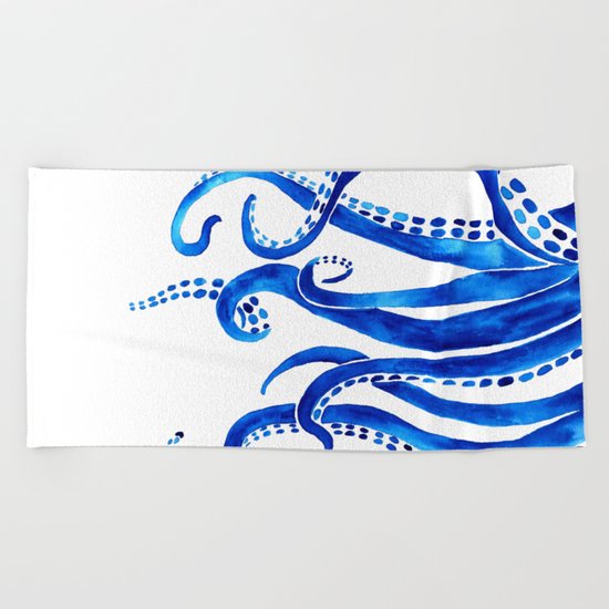Blue Octopus Beach Towel