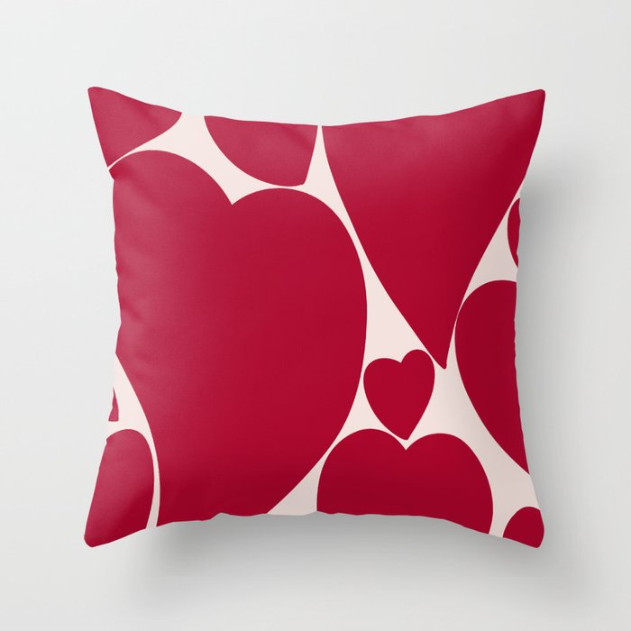Red Hearts Swirling in Lava Lamp  Throw Pillow