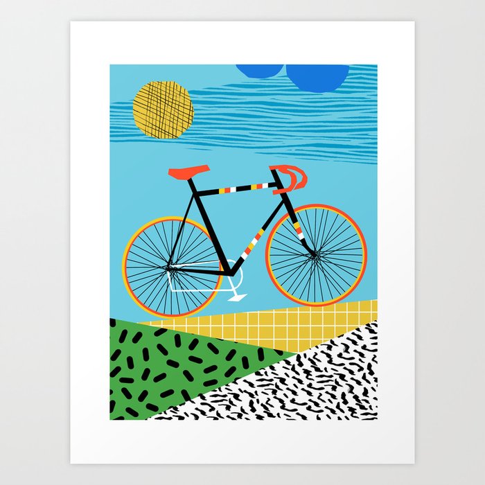 Roadie - peugeot px10, bicycle art print, cycling art, gifts for cyclists, memphis art print Art Print