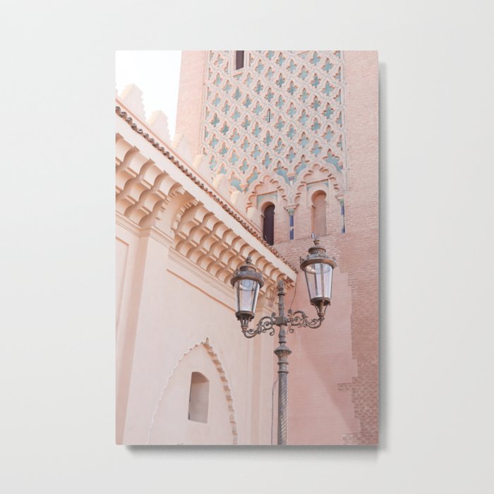 Marrakech In Pink Photo Print | Pastel Color Street Architecture Art | Morocco Travel Photography Metal Print