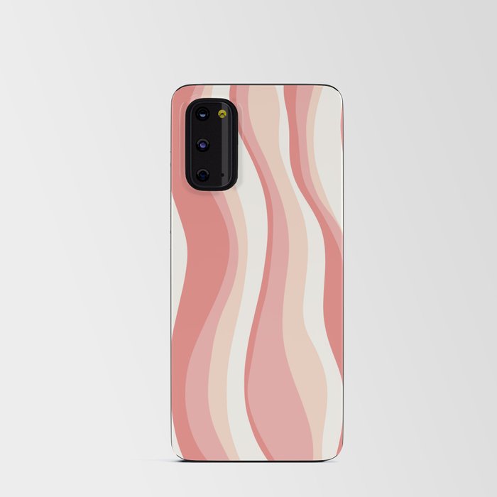 Retro Groovy Lines Abstract Pattern in Pink and Blush Android Card Case