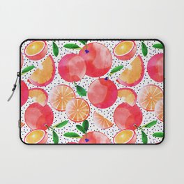 Citrus Tropical | Juicy Fruits Polka Dots | Food Orange Grapefruit Pink Watercolor Botanical Laptop Sleeve