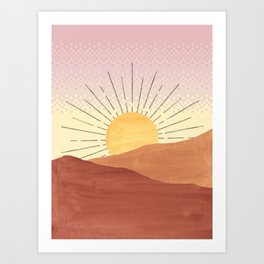 Pixel boho sunrise Art Print