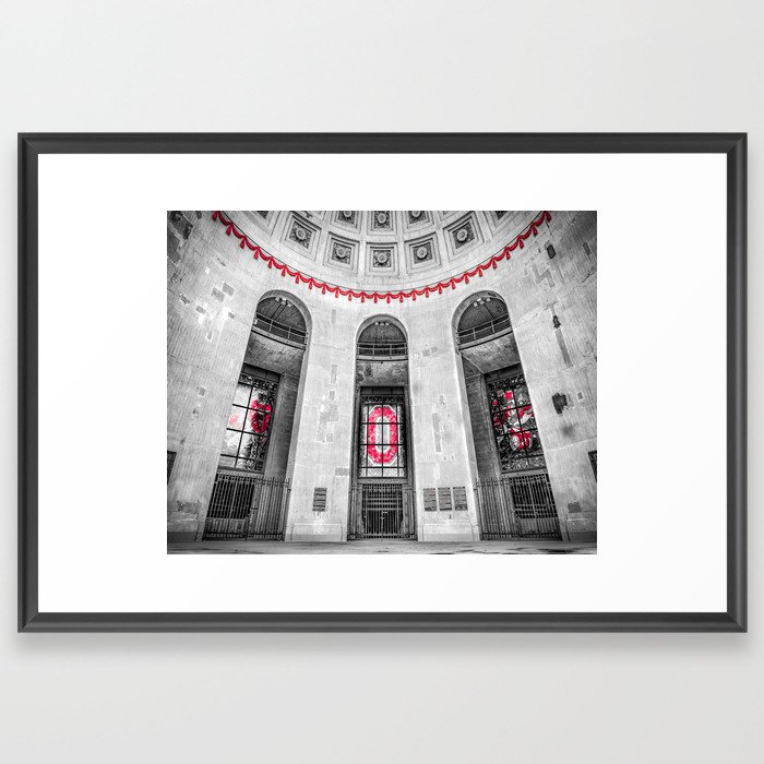 Scarlet Reverie And The Timeless Entrance Of An Ohio Icon - Selective Color Edition Framed Art Print