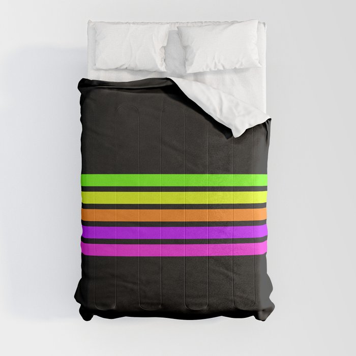 Abstract Minimal Retro Stripes 80s Neon Style - Nobutsuna Comforter
