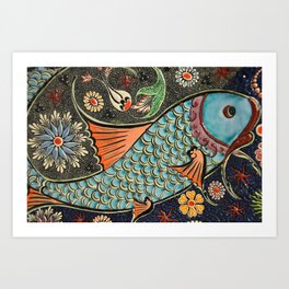 Mosaic Fish Tile Art Art Print