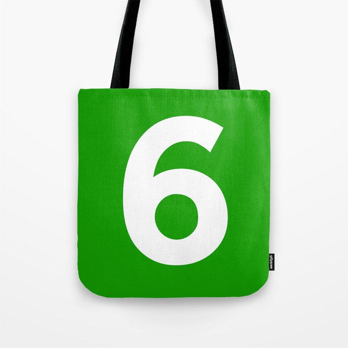 Number 6 (White & Green) Tote Bag