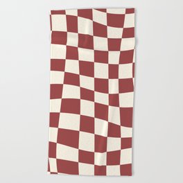 Wavy Checker Brown Beach Towel