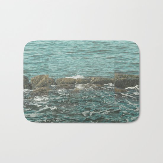 Waves on the Rocks Bath Mat