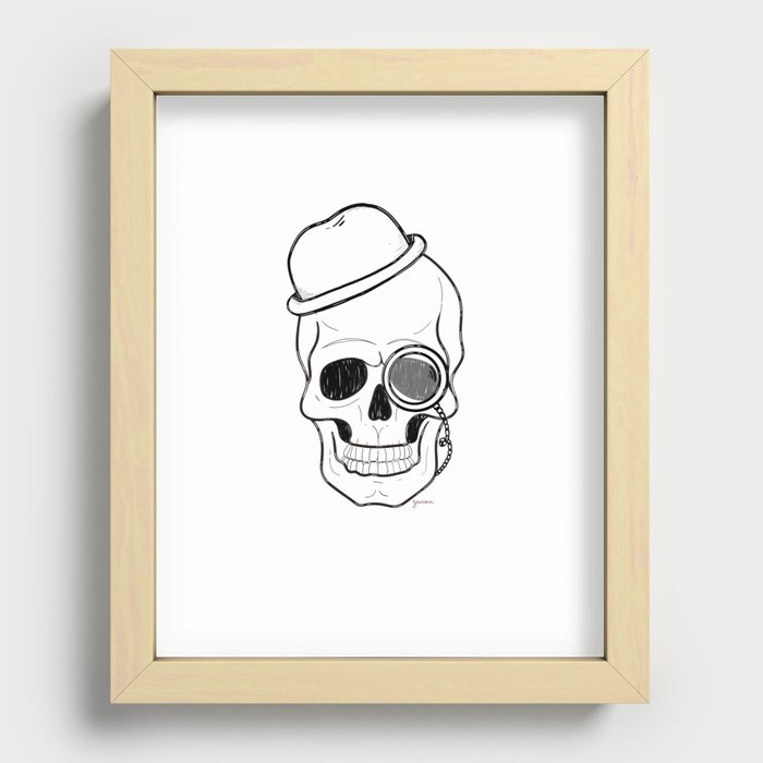 Skull with hat Recessed Framed Print