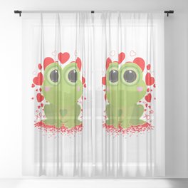 Valentine's Day Frog Sheer Curtain