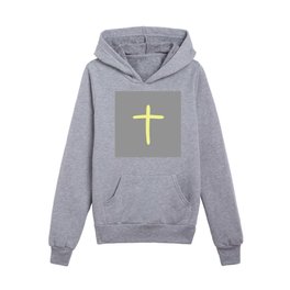 Christian Cross 60– yellow and grey Kids Pullover Hoodies