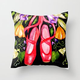 Toe shoe Floral Throw Pillow