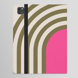 Retro Olive Green & Pink Arches  iPad Folio Case