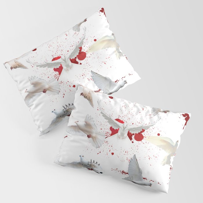 65 MCMLXV Cosplay Bloody White Doves of Peace Pattern Pillow Sham