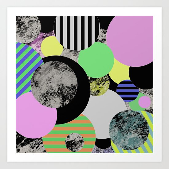 Cluttered Circles - Abstract, Geometric, Pop Art Style Art Print