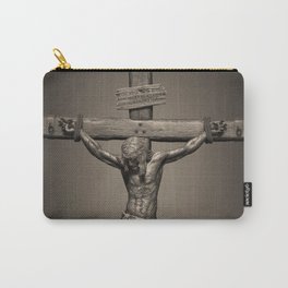 Jesus Crucifixion - For All of Us Carry-All Pouch | Sacrifice, Cross, Christ, Christian, Illustration, Jesus, Graphicdesign, Black and White, Digital, Religious 
