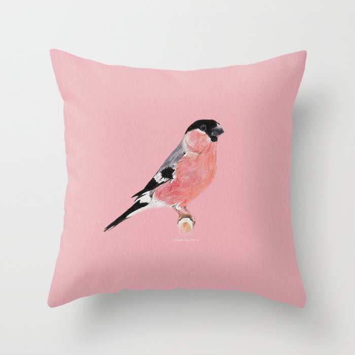 Siberian Bullfinch (rose palette) Throw Pillow