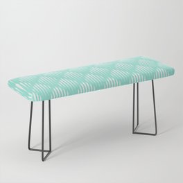 Mint Blue and White Abstract Pattern Bench