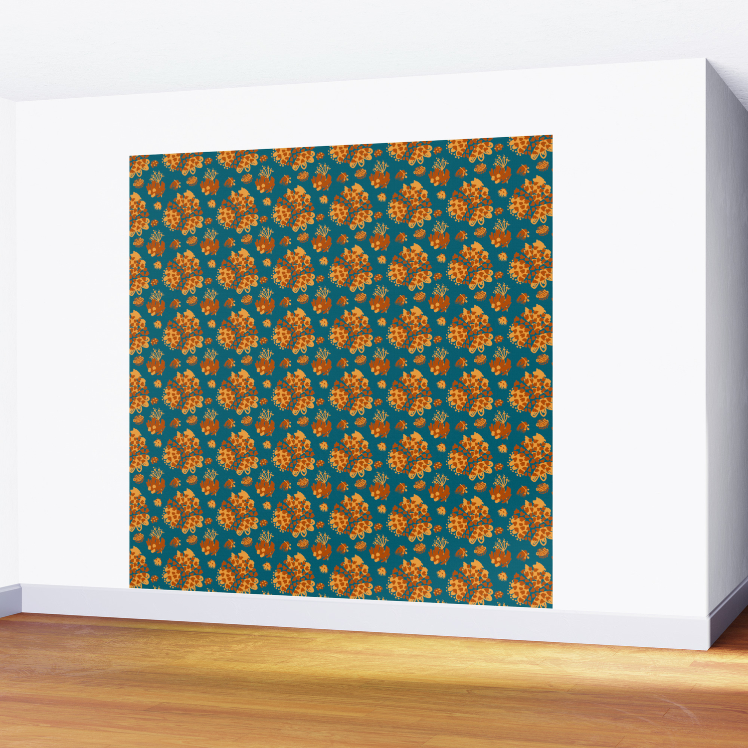 Bold Abstract Flowers And Shapes Pattern Wall Mural By