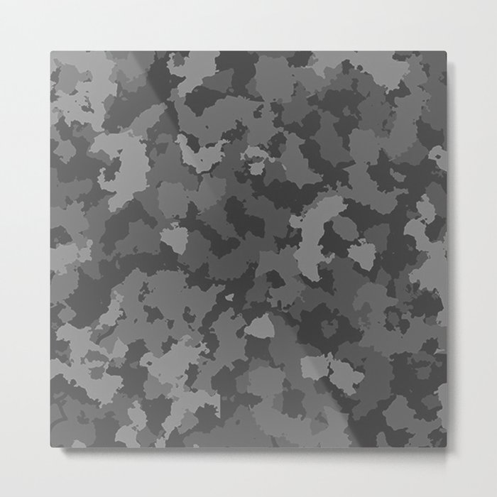 Camouflage Black Gray Metal Print