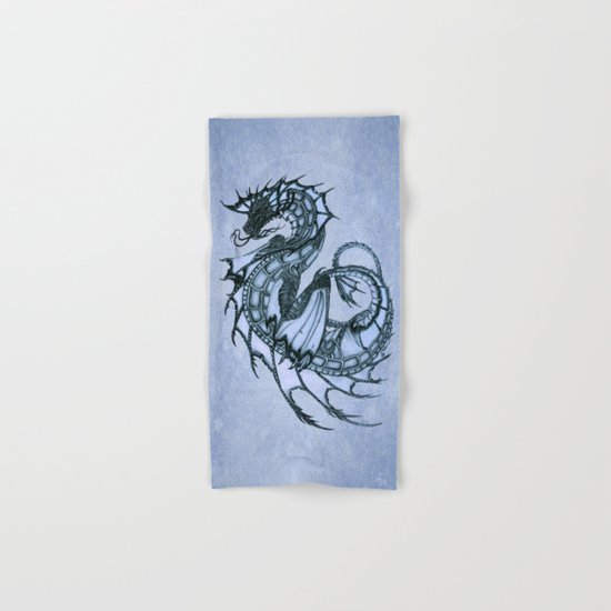 "Tsunami" by Amber Marine ~ Sea Dragon (Ice Blue Version) ~ Graphite/Charcoal Illustration, (c) 2005 Hand & Bath Towel