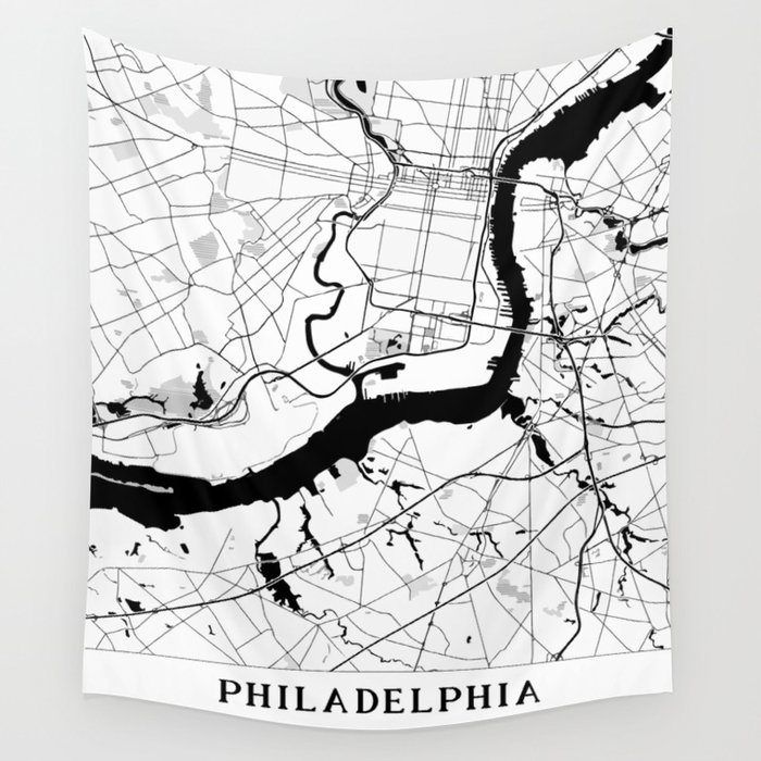 Philadelphia Minimal Map Wall Tapestry