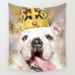 English Bulldog with Gold Royal Crown Wall Tapestry