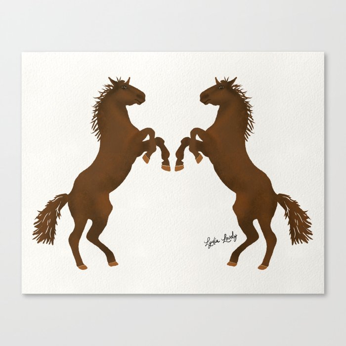 Two Horses Rearing- White/ transparent Background Canvas Print