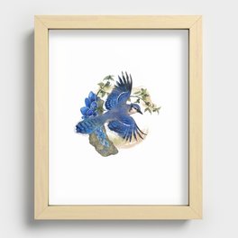 Blue Jay and Hauyne Crystals Recessed Framed Print
