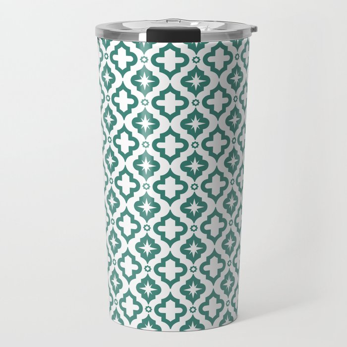 Green Blue Ornamental Arabic Pattern Travel Mug