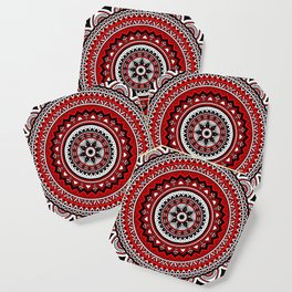 Red and Black Mandala Coaster
