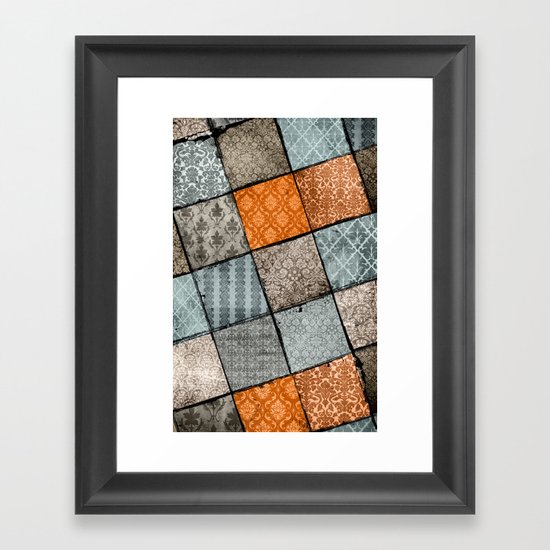 Vintage Material Quilt Framed Art Print