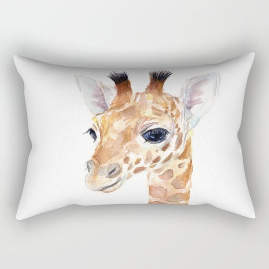 Baby Giraffe Cute Animal Watercolor Rectangular Pillow