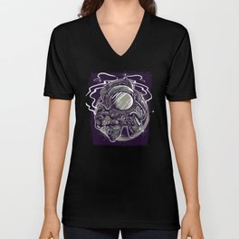 Cool Astronaut Illustration V Neck T Shirt